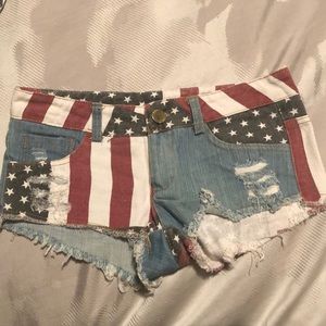 American Flag Jean Shorts